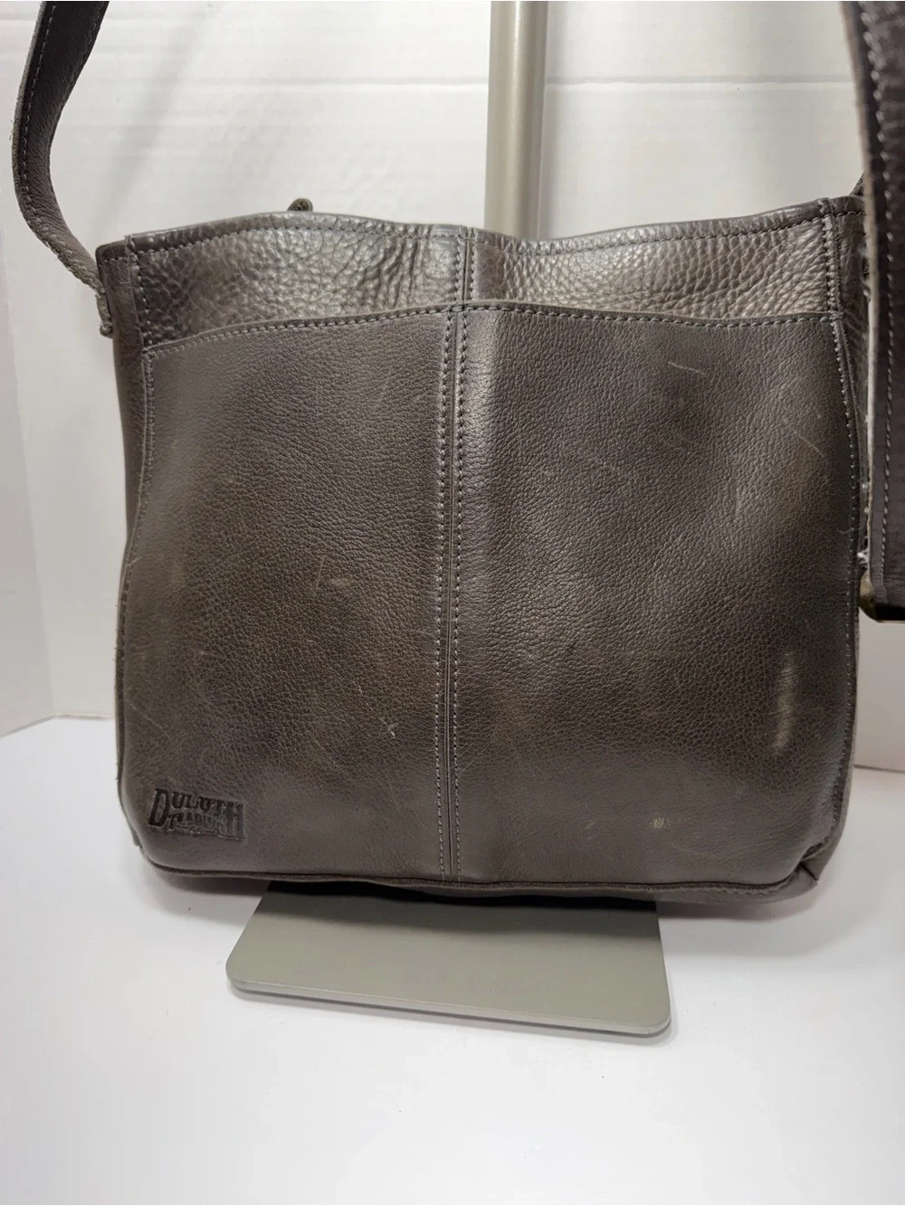 DULUTH TRADING COMPANY Lifetime Crossbody Brown Leather Sling Bag Purse